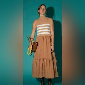 Mock Neck Sleeveless Mix Media Dress